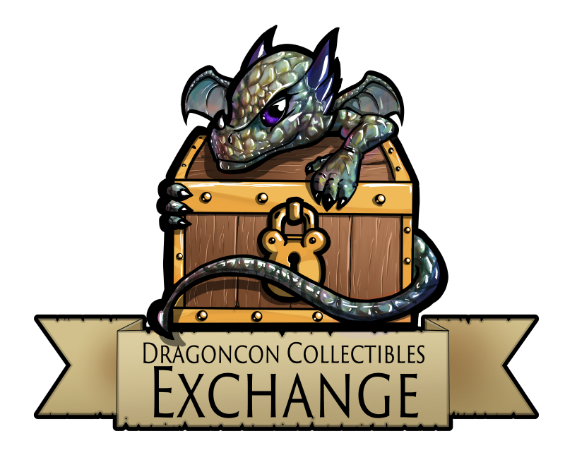 Logo and mascot design for the Dragoncon Collectibles Exchange.